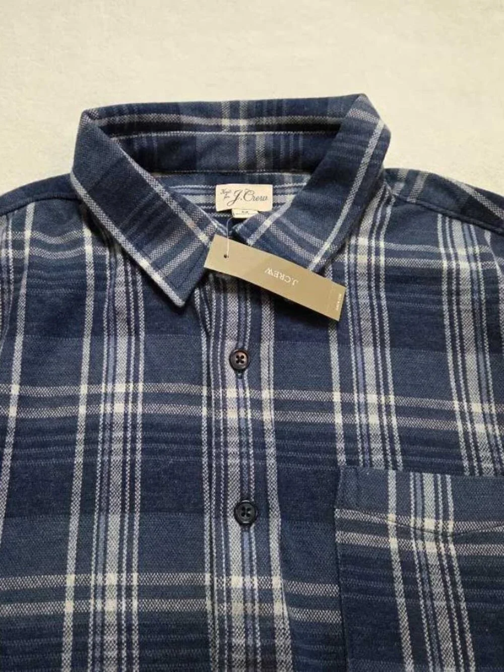 New M J.Crew lightweight Seaboard soft knit plaid button-up shirt in Seth Navy